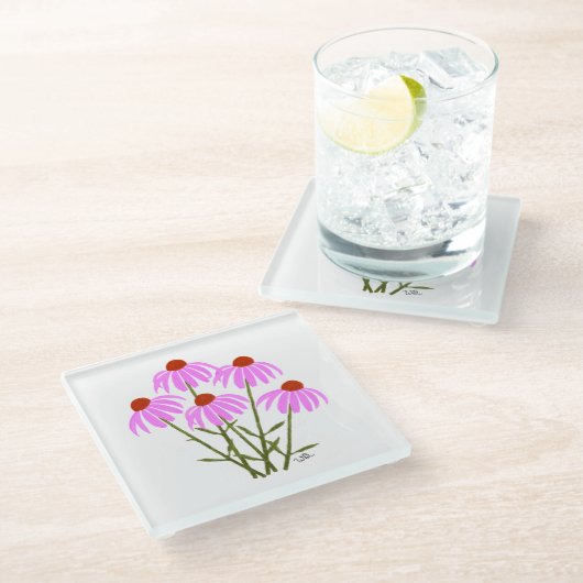 Paarse korenbloemen glazen onderzetter (Schuin)