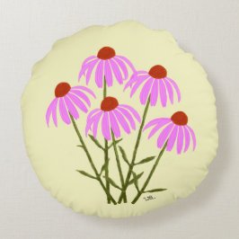 Paarse korenbloemen rond kussen