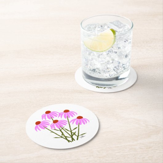 Paarse korenbloemen ronde kartonnen onderzetter (Insitu)