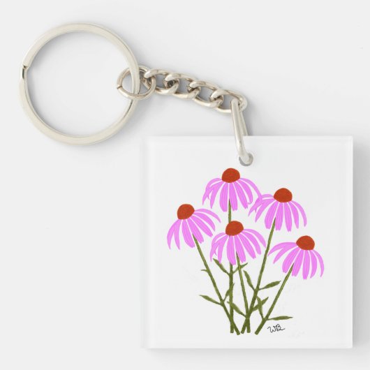 Paarse korenbloemen sleutelhanger (voorkant)