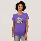 Paarse korte hoes, halloween Shirt met heks (Voorkant volledig)