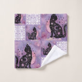 Paarse kosmische katten bad handdoek (Wasdoekje)