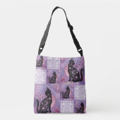 Paarse kosmische katten crossbody tas (Achterkant)