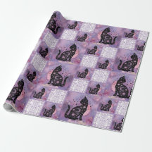 Paarse kosmische katten Patchwork Patroon