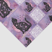 Paarse kosmische katten Patchwork Patroon Tissuepapier (Detail)