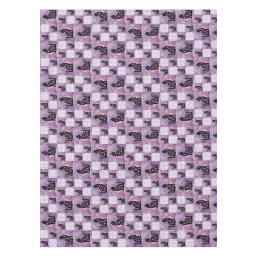 Paarse kosmische katten tafelkleed (Voorkant)