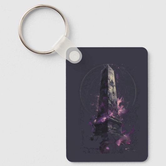 Paarse Kosmische Obelisk Occulte Donkere Kunst Sleutelhanger (Voorkant)