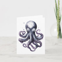 Paarse Kosmische Octopuskaart voor Oceaanliefhebbe