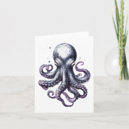 Paarse Kosmische Octopuskaart voor Oceaanliefhebbe Bedankkaart