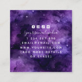 Paarse kosmische ster astrologie vierkante visitekaartje (Achterkant)