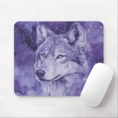 Paarse Kosmische Wolf Waterverf Muismat (Met muis)
