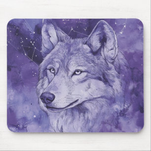 Paarse Kosmische Wolf Waterverf Muismat