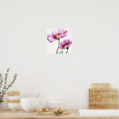 Paarse Kosmos Bloem Art Print Poster (Keuken)