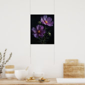 Paarse Kosmos Bloemen Art Print Poster (Keuken)