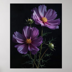 Paarse Kosmos Bloemen Art Print Poster