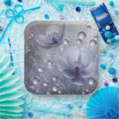 Paarse kosmos en dauwdruppels papieren bordje (Feest)