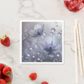 Paarse kosmos en dauwdruppels servet (Insitu)