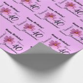 Paarse Kosmos Flower 40 en Fabulous Birthday Cadeaupapier (Hoek)
