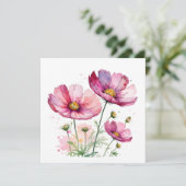 Paarse kosmosbloemen kaart (Staand voorkant)