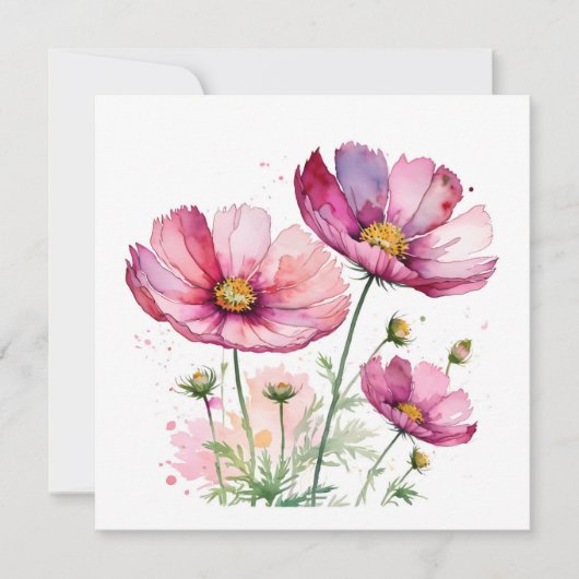 Paarse kosmosbloemen kaart (Voorkant)