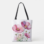 Paarse kosmosbloemen tote bag (Achterkant)