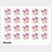 Paarse kosmosbloemen vierkante sticker (Vel)