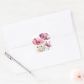 Paarse kosmosbloemen vierkante sticker (Envelop)