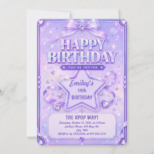 Paarse Kpop-ster Happy Birthday-feest Kaart