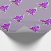 Paarse Krabbelige Kerstbomen Cadeaupapier (Hoek)