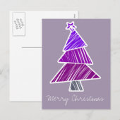 Paarse krabbelige kerstboom ansichtkaart feestdagenkaart (Voorkant / Achterkant)