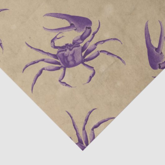 Paarse krabben op Tan-decoupage Tissuepapier (Detail)