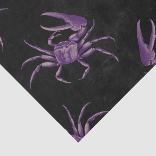 Paarse krabben op zwarte lospagina tissuepapier (Detail)