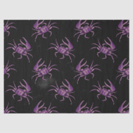 Paarse krabben op zwarte lospagina tissuepapier