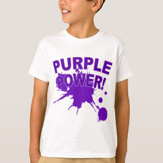 Paarse kracht met een grote plaat verf t-shirt