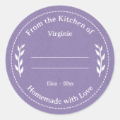 Paarse Kraft & Rustic Made with Love Label Sticker (Voorkant)