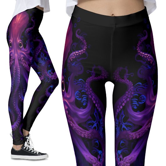 Paarse Kraken Tentakels Oceaan Zee Monster Octopus Leggings