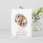 Paarse krans begrafenis bedankje bedankkaart (Staand voorkant)