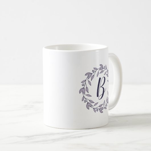 Paarse Krans Monogram / Logo Koffie Mok (Voorkant rechts)