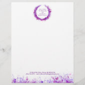 Paarse krans splash moderne waterverf briefhoofd (Voorkant)