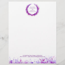 Paarse krans splash moderne waterverf briefhoofd