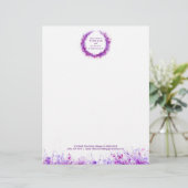 Paarse krans splash moderne waterverf briefhoofd (Staand voorkant)