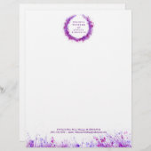 Paarse krans splash moderne waterverf briefhoofd (Voorkant / Achterkant)