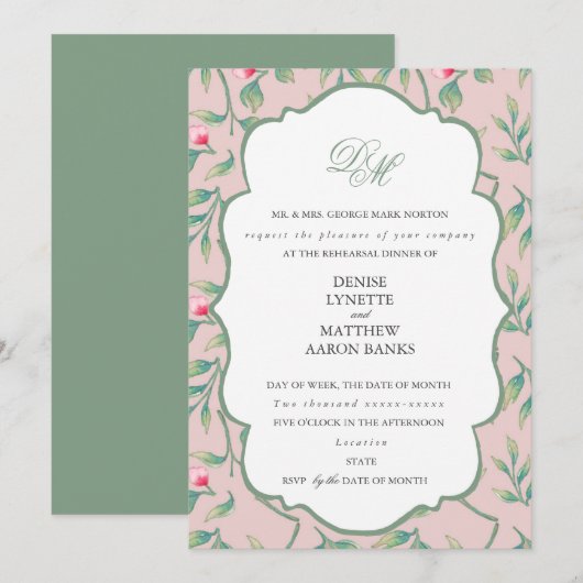 Paarse Krijt en Basilicum Groen Oefendiner Kaart (Voorkant / Achterkant)