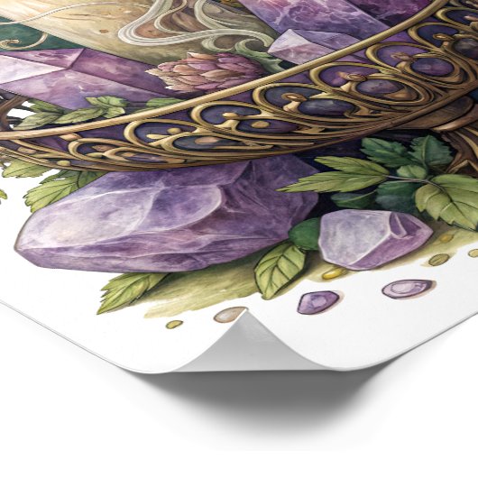 Paarse kristal in filigraan urn poster (Hoek)