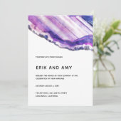 Paarse kristallen edelsteen bruiloft uitnodiging (Staand voorkant)