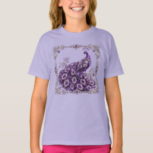 Paarse Kristallen Pauw Luxe collectie T-shirt