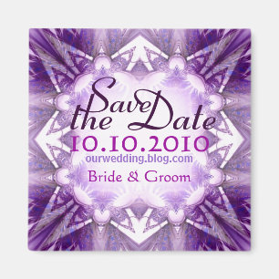 Paarse Kristallen Save the Date Magneet