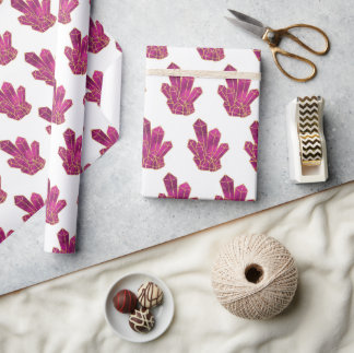 Paarse kristalpatroon cadeaupapier