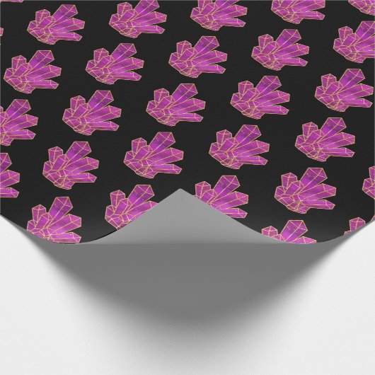Paarse kristalpatroon cadeaupapier (Hoek)