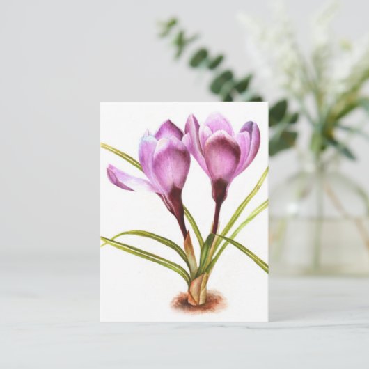 Paarse kroeskunst waterverf briefkaart (Staand voorkant)
